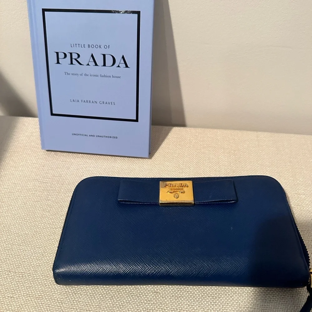 Prada blue  Wallet with Gold Detail
